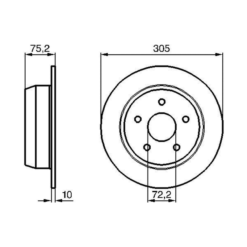 Bosch 2 x Solid Rear Brake Discs 0 986 478 771