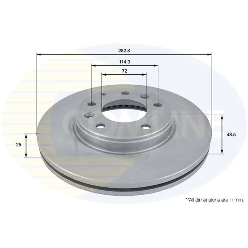 Comline 2 x Internally Vented Front Brake Discs ADC0445V