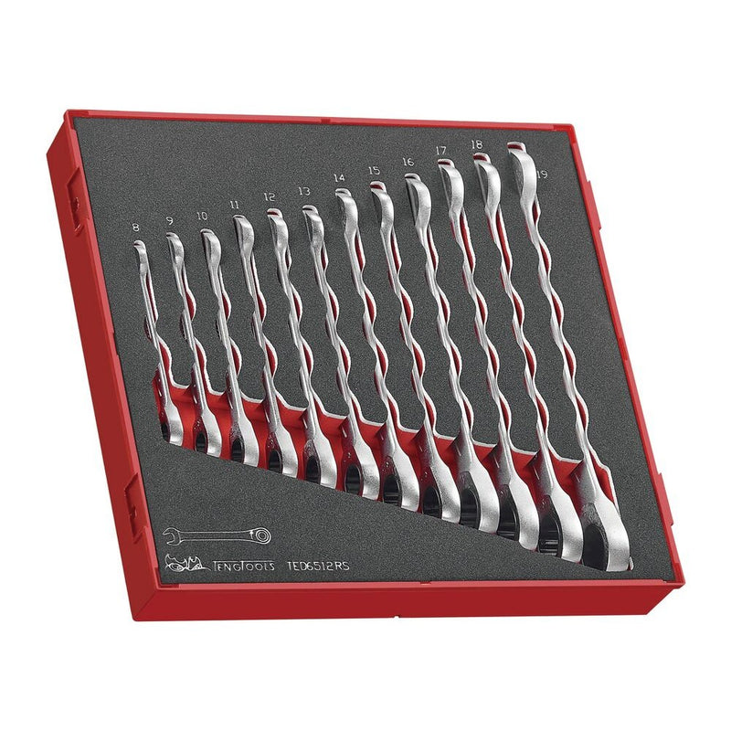 Teng Tools Ratcheting Combination Spanner Set TED6512RS 12 Pieces
