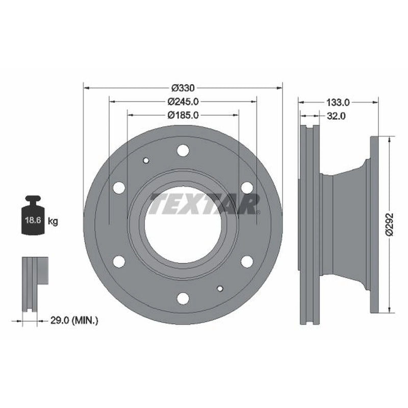 Textar 2 x Internally Vented Brake Discs 93221200 OE 2996418 7189456