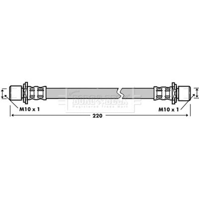 Borg & Beck Brake Hydraulic Hose Line Rear Left BBH7330