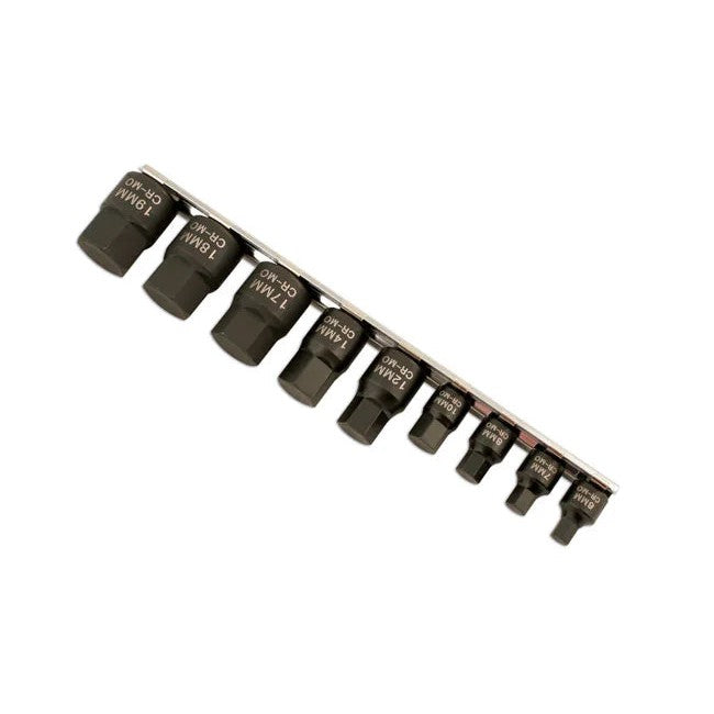 Laser Tools Low Profile Impact Hex Socket Bit Set 1/4"D, 3/8"D 9pc - PL