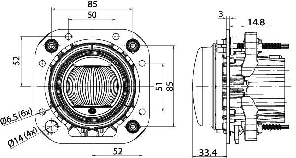 Hella High Beam Headlight Left 1F0 011 988-131 7.512.322.000.0