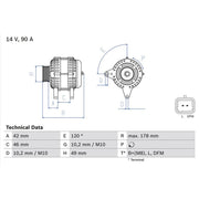 Bosch Car Alternator 12V 0 986 048 911