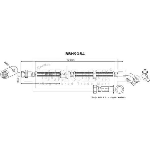 Borg & Beck Brake Hydraulic Hose Line Rear Left BBH9054