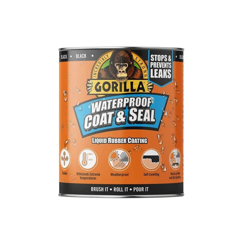 Gorilla Glue Waterproof Coat & Seal Liquid Rubber Coating Black 473ml - 3244021