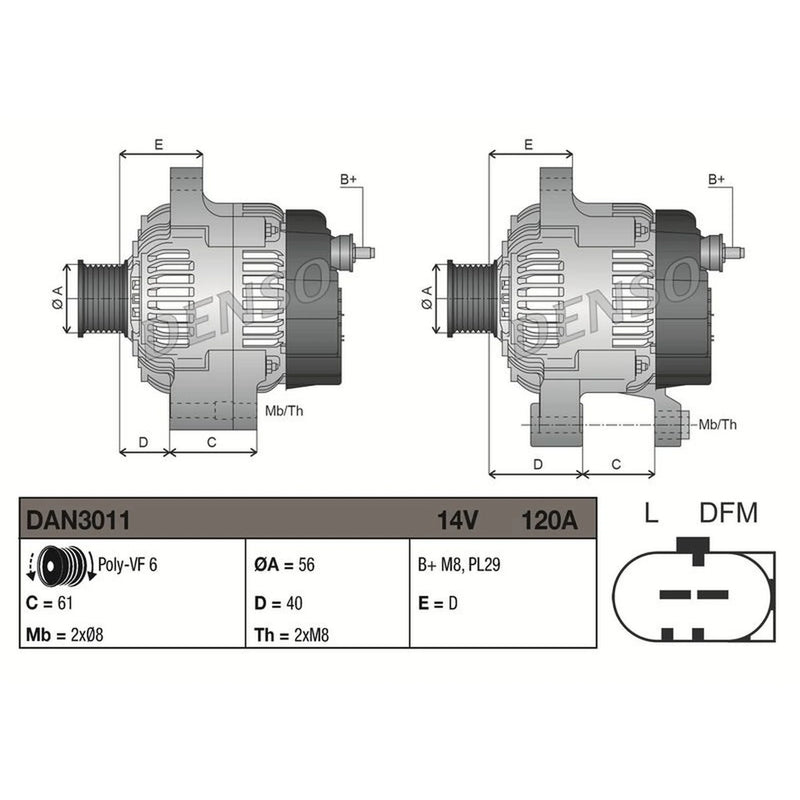 Denso Car Alternator 12V DAN3011