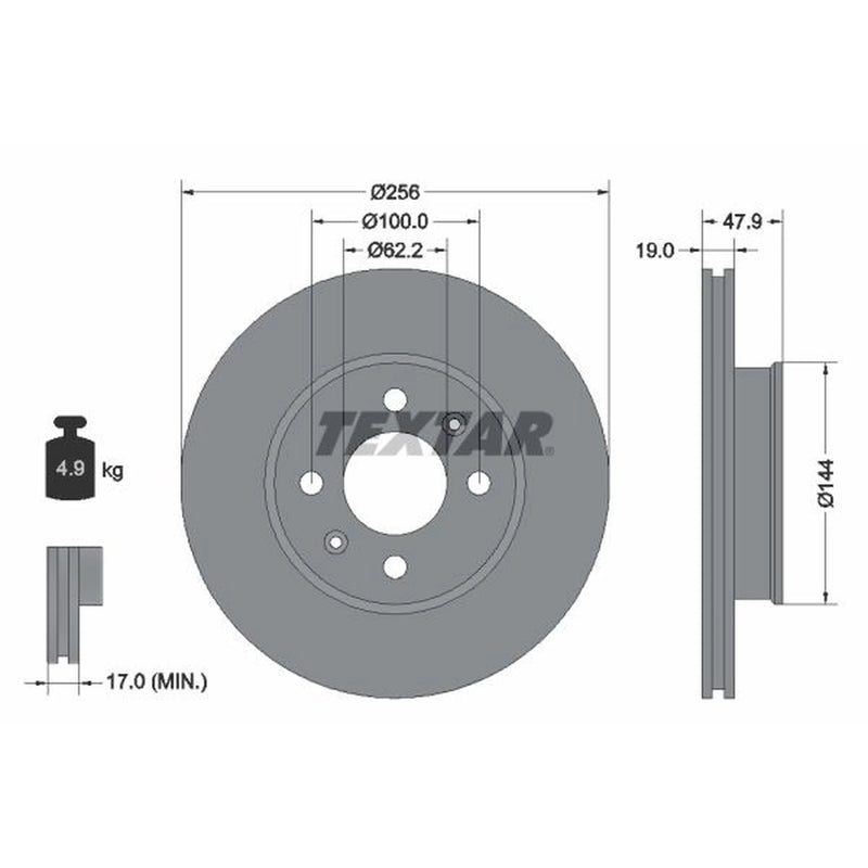 Textar 2 x Front Brake Discs 92144700
