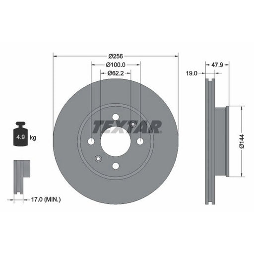 Textar 2 x Front Brake Discs 92144700