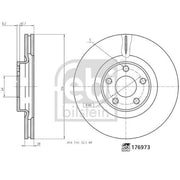 Febi 2 x Vented Front Brake Discs 176973