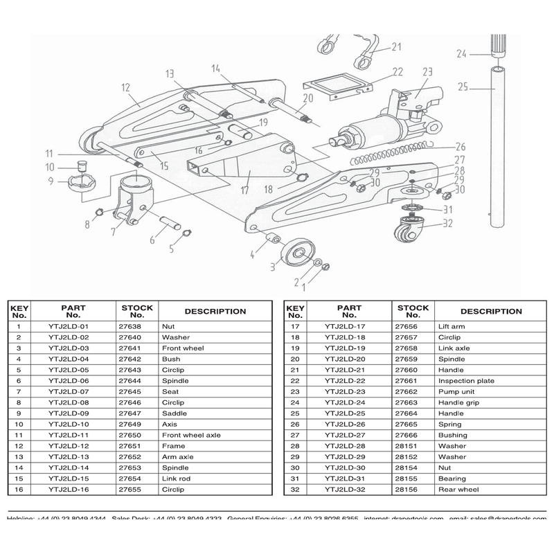 Draper Front Wheel Replacement YTJ2LD-03