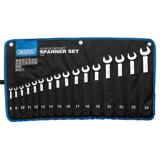 Draper HI-TORQ® Ratchet Combination Spanner Set 16 Piece