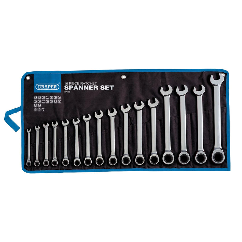 Draper HI-TORQ® Ratchet Combination Spanner Set 16 Piece