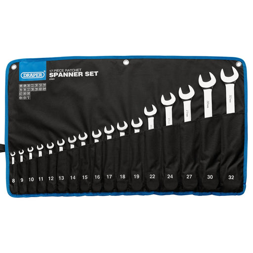 Draper HI-TORQ® Ratchet Combination Spanner Set 17 Piece