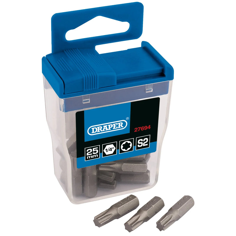 Draper TX-STAR® Long Insert Bits T30 25mm Pack of 20