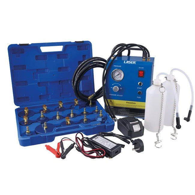 Laser Tools Brake & Clutch Pressure Bleed Kit inc Master Cylinder Caps - PL