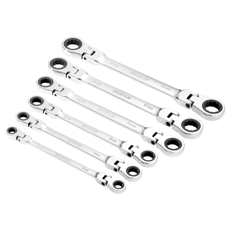 Draper HI-TORQ® Ratchet Spanner Set 6 Piece Metric Flexible Head