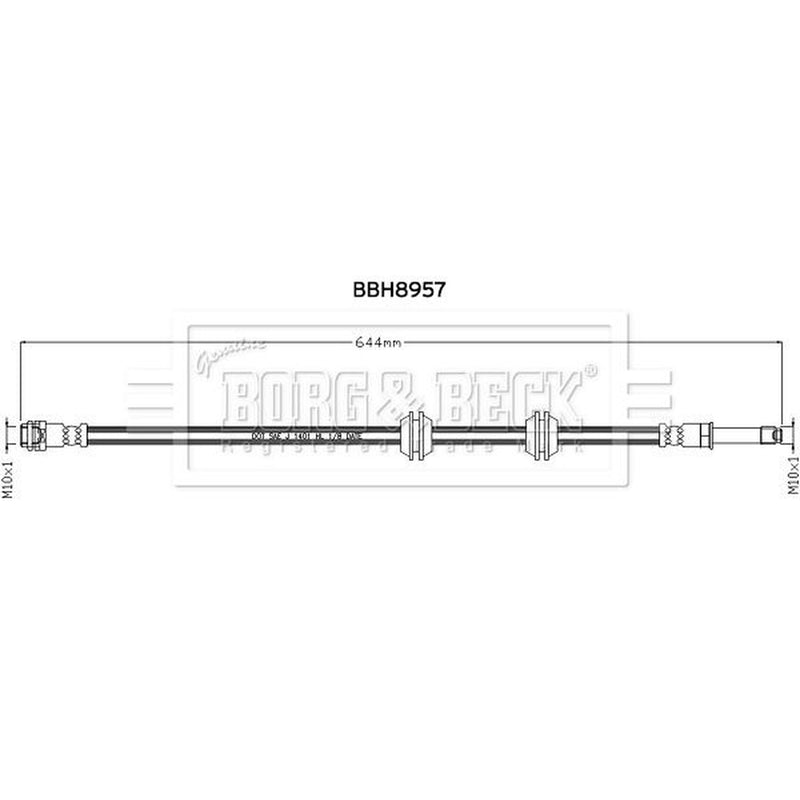 Borg & Beck Brake Hydraulic Hose Line Front BBH8957