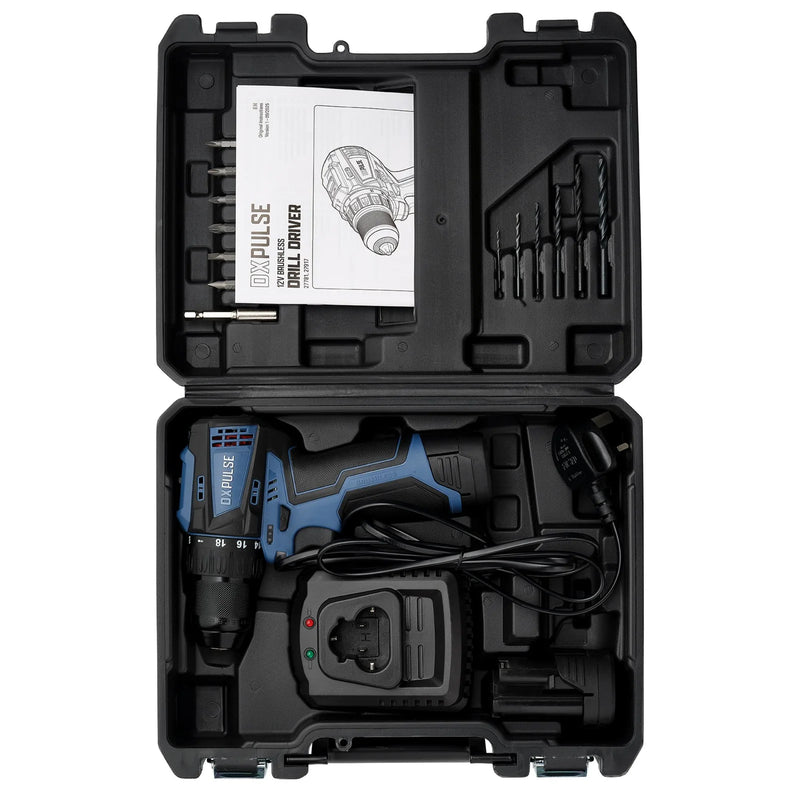 DXPULSE 12V Brushless Drill Driver Kit with 2 x 2.0Ah Batteries