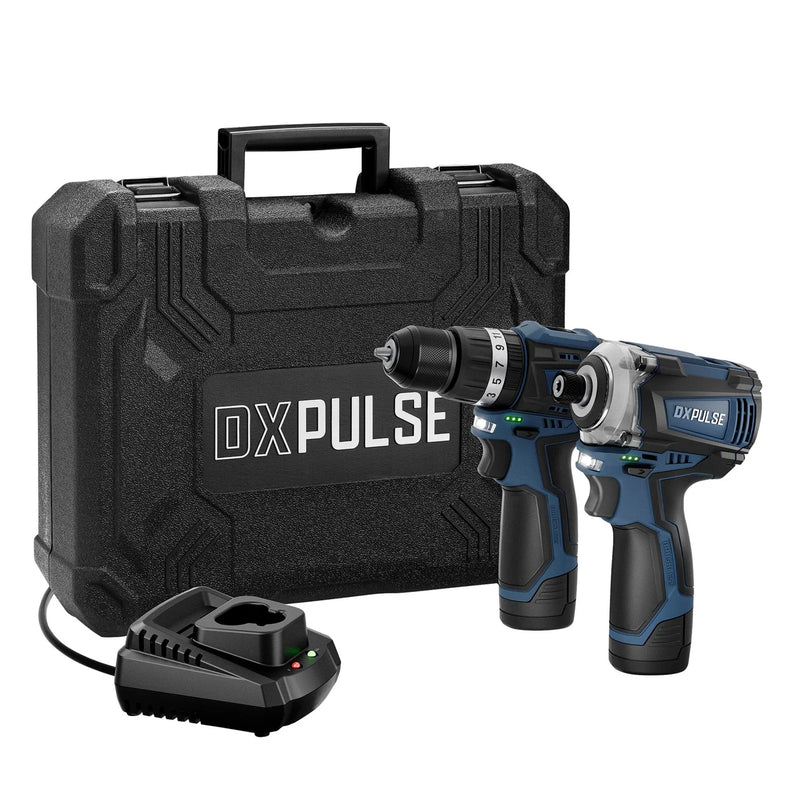 DXPULSE 12V Brushless Combi Drill & Impact Driver Kit with 2 Batteries