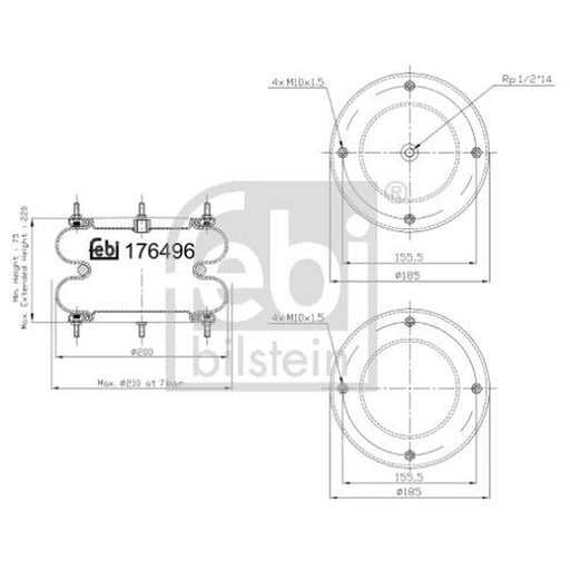 Febi Air Suspension Bellow 185mm 176496
