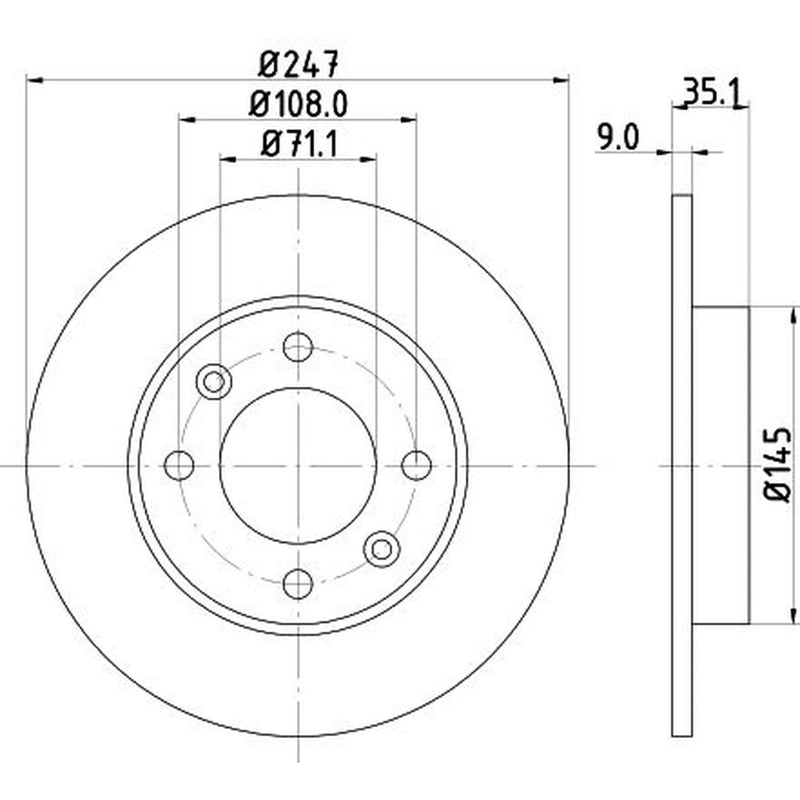 DON 2 x Solid Rear Brake Discs PCD10932
