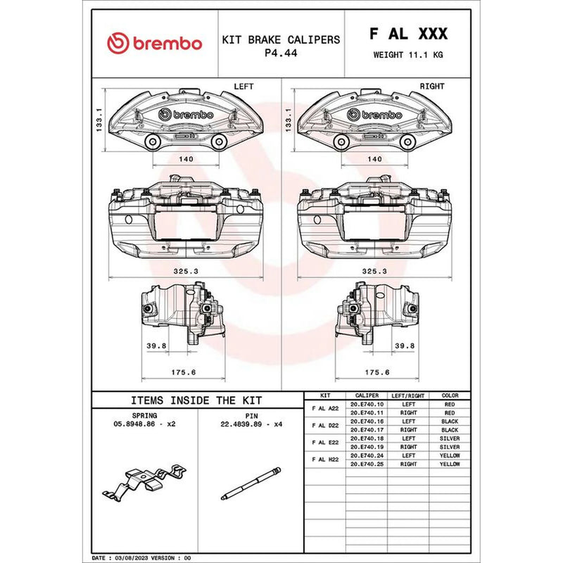 Brembo 2 x Brake Caliper Assembly Front FALH22