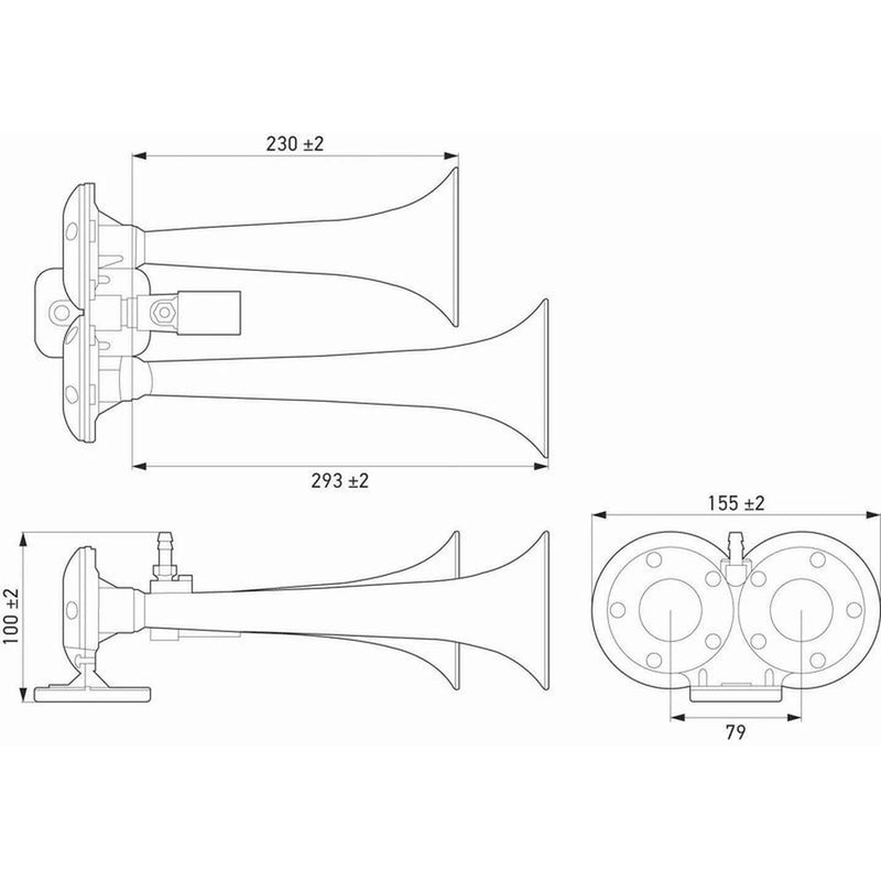 Hella Trumpet Style Car Horn 3PB 013 410-051