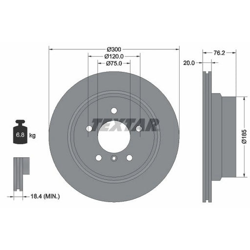Textar 2 x Internally Vented Rear Brake Discs 92227103
