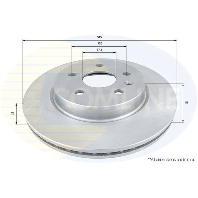 Comline 2 x Internally Vented Rear Brake Discs ADC1144V