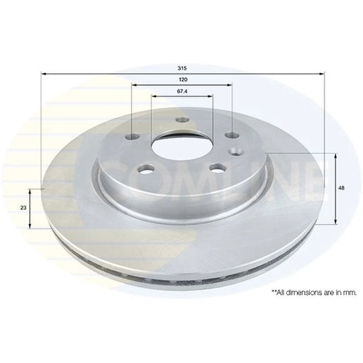 Comline 2 x Internally Vented Rear Brake Discs ADC1144V