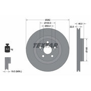 Textar 2 x Vented Front Brake Discs 92333503
