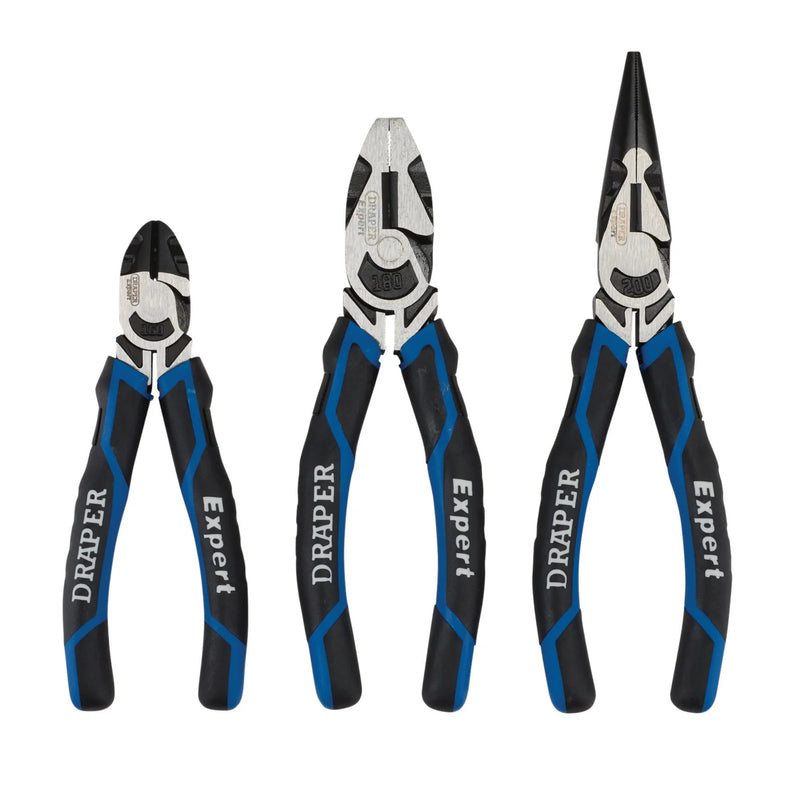 Draper Expert Plier Set 3 Piece - 160mm Side Cutter, 180mm Combination