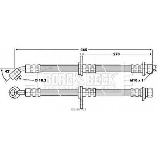 Borg & Beck Brake Hydraulic Hose Line Rear Left BBH6781