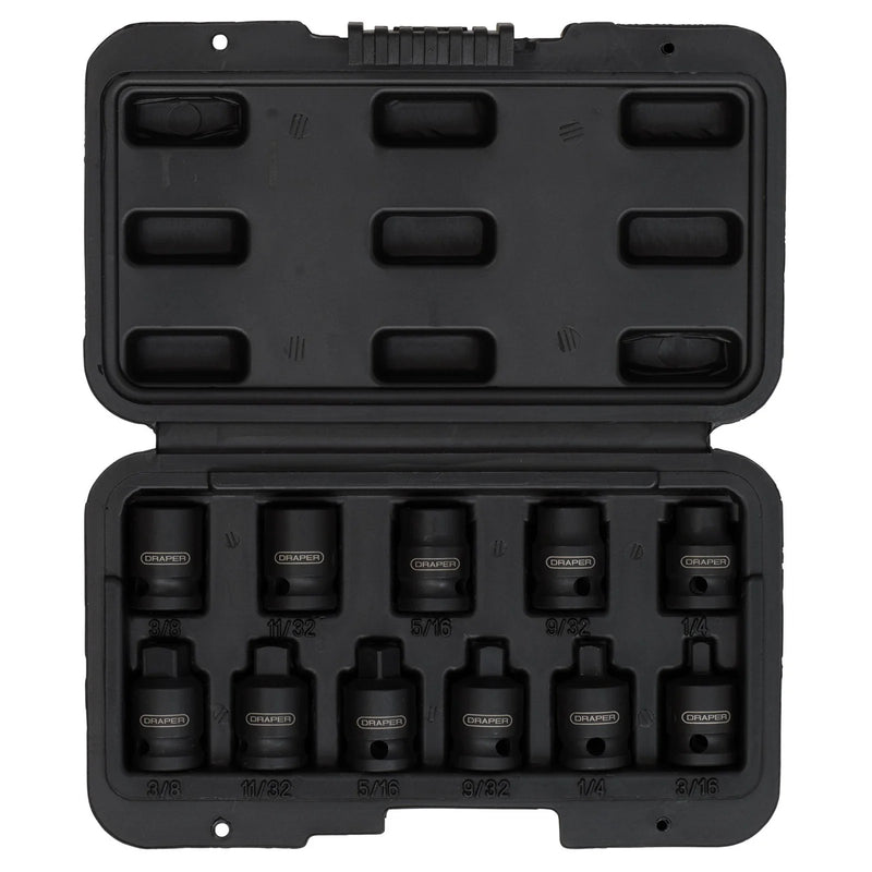 Draper Impact Pipe Plug Socket Set 3/8" Sq. Dr. 11 Piece