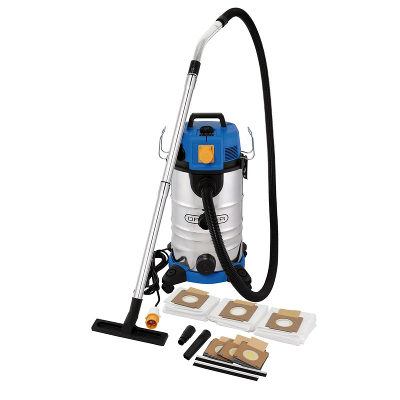 Draper Dust Extractor Wet & Dry Vacuum Cleaner 35L Power Take-Off