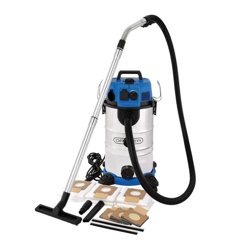 Draper Dust Extractor Wet & Dry Vacuum Cleaner 35L Power Take-Off