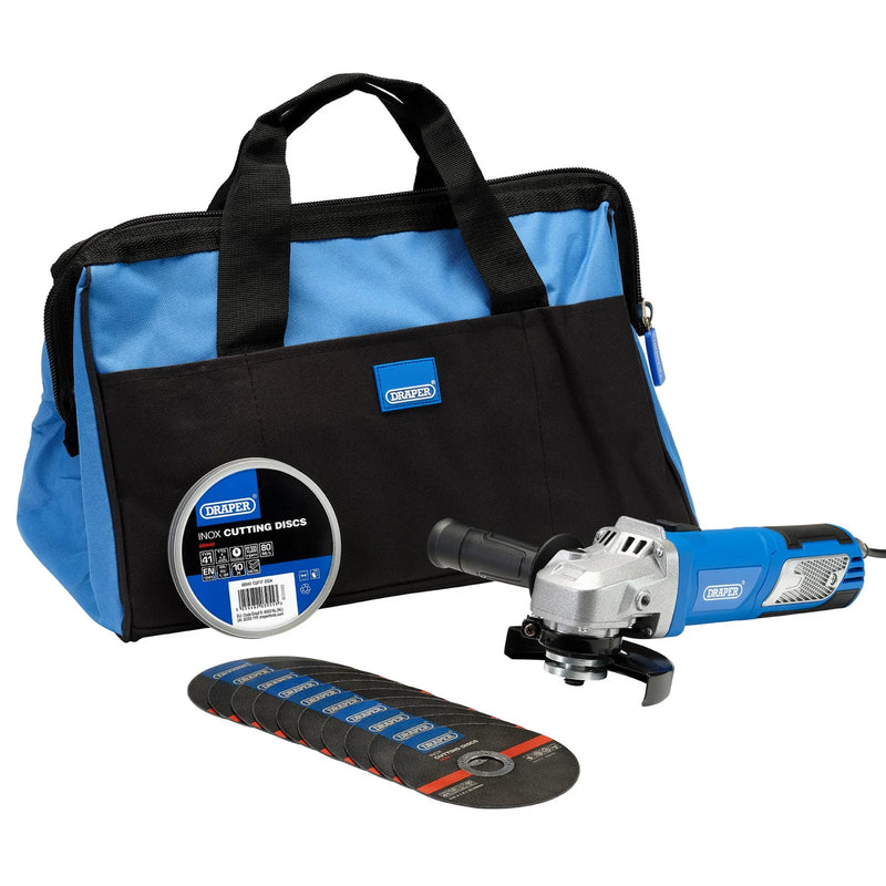 Draper Angle Grinder Kit 115mm 950W with Tool Bag