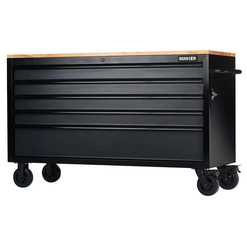 Bunker 5 Drawer Workbench Roller Tool Cabinet 61" Grey