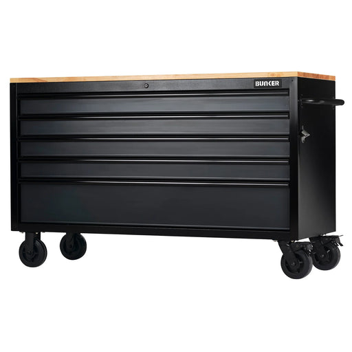 Bunker 5 Drawer Workbench Roller Tool Cabinet 61" Grey