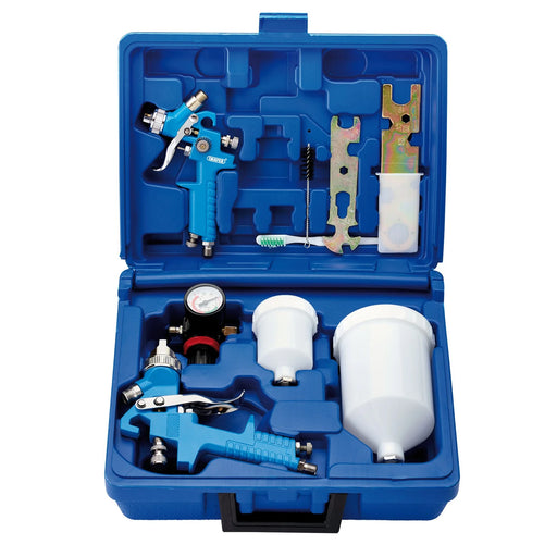 Draper HVLP Air Paint Spray Gun Kit 7 Piece 0.8 & 1.4mm