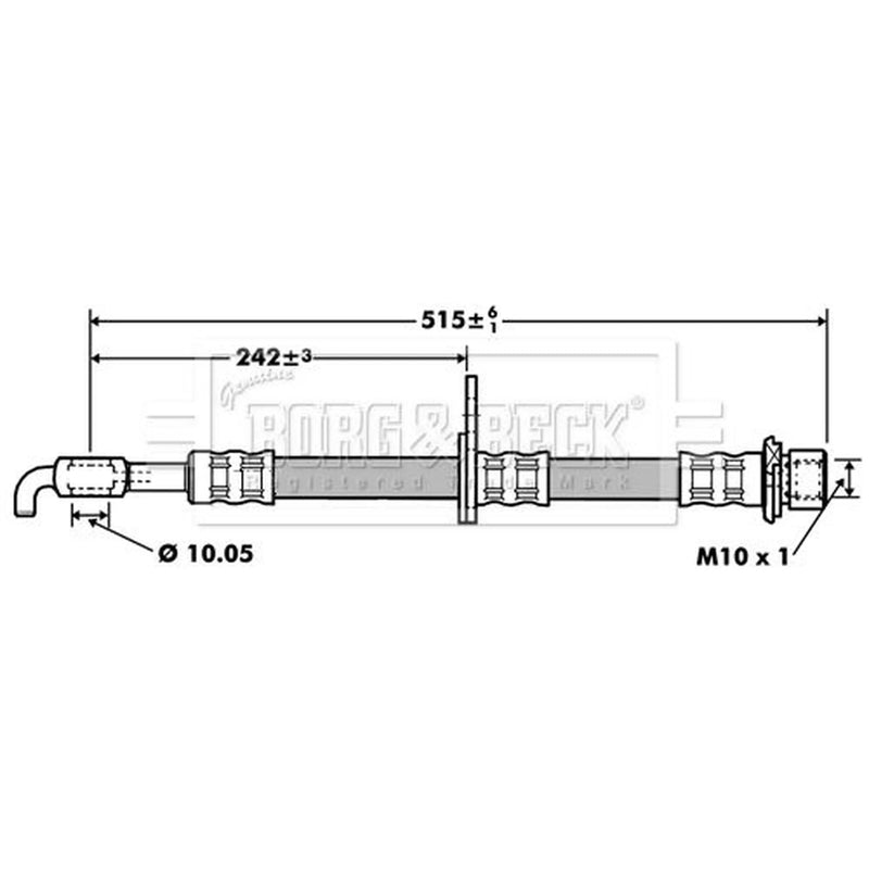 Borg & Beck Brake Hydraulic Hose Line Front Right BBH7417