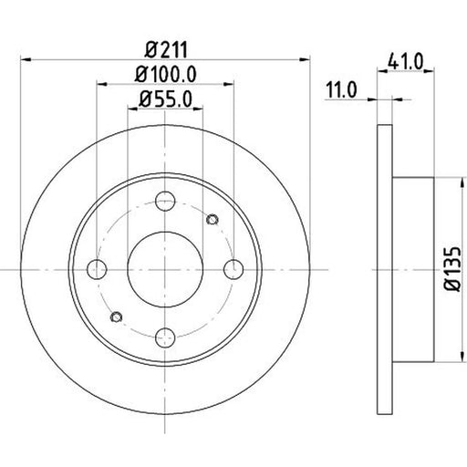 DON 2 x Solid Front Brake Discs PCD14362