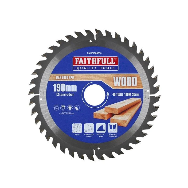Faithfull TCT Circular Saw Blade 190 x 30mm x 40T POS - FAIZ1904030