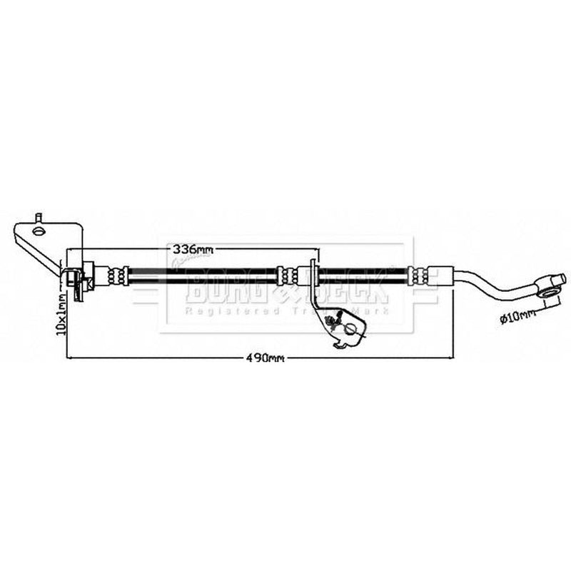 Borg & Beck Brake Hydraulic Hose Line Front Right BBH8623