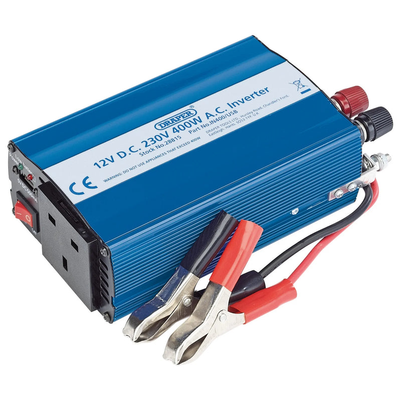 Draper 12V DC-AC Inverter 400W with USB Port