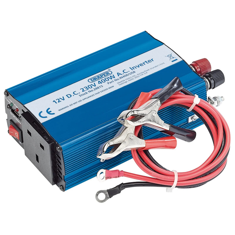 Draper 12V DC-AC Inverter 400W with USB Port