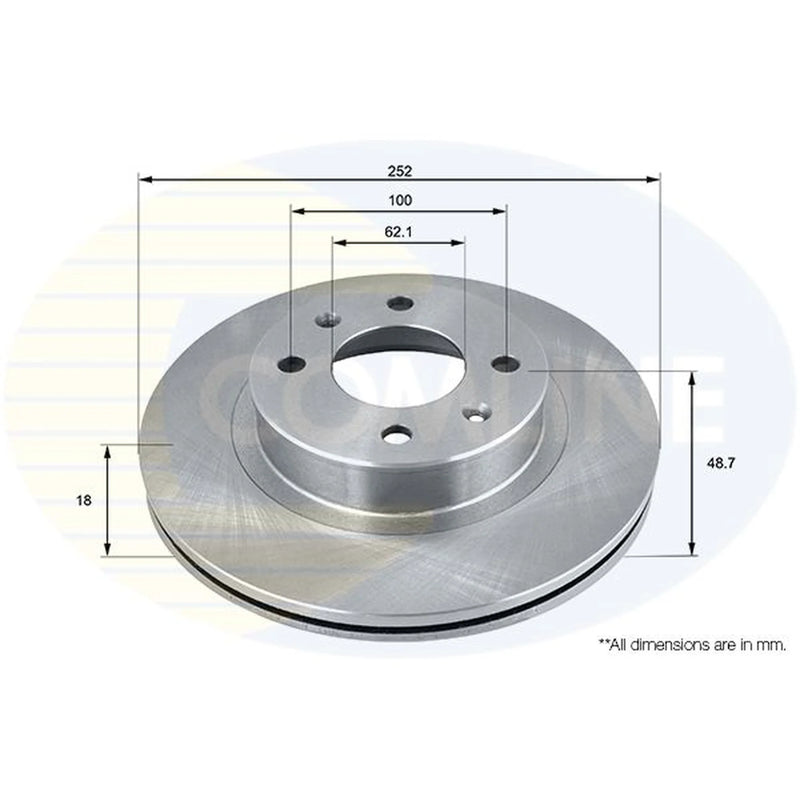 Comline 2 x Internally Vented Front Brake Discs ADC2401V