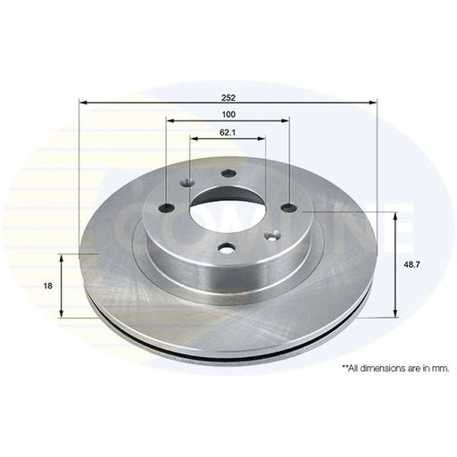 Comline 2 x Internally Vented Front Brake Discs ADC2401V