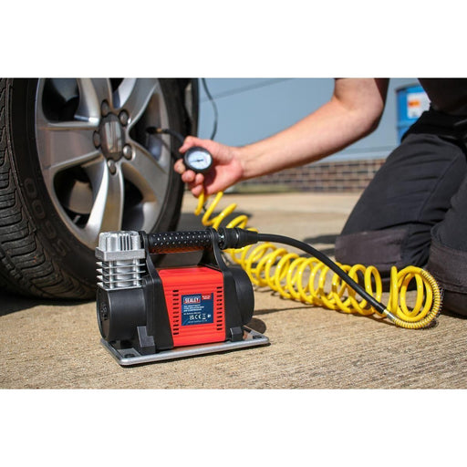 Sealey Tyre Inflator/Mini Air Compressor 12V Heavy-Duty MAC05 Sealey  - Town Parts